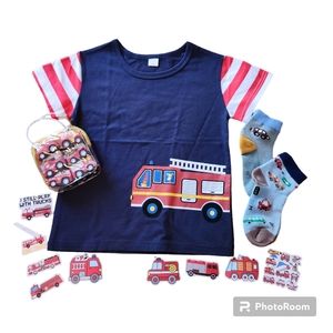 All new 4T Firetruck lot Stickers, Socks, Toys, t-shirt